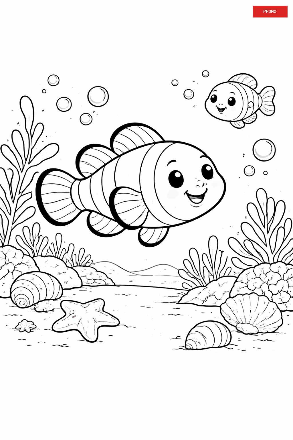 Lembar Mewarnai Ikan Badut dan Teman Lautnya untuk Kreativitas Anak