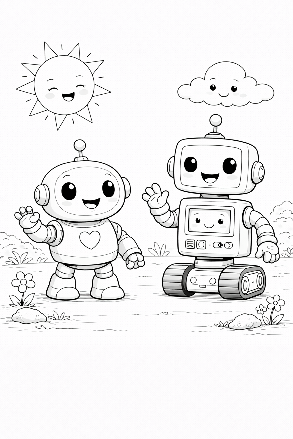 Adorable Baby Robot Coloring Page for Kids & Toddlers Fun